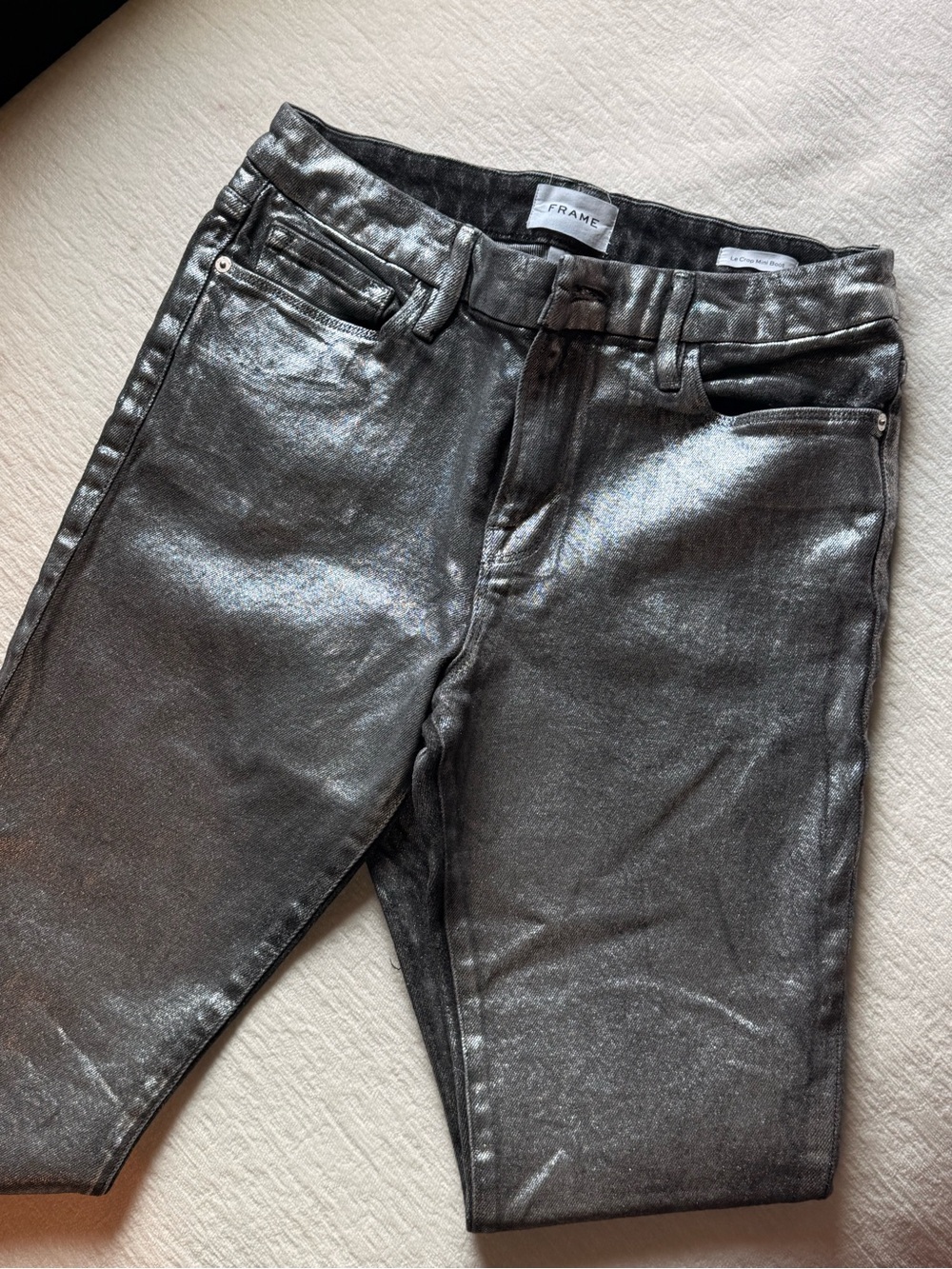 Frame Denim Men's Metallic Silver Slim Jeans